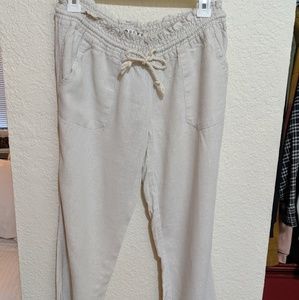 Cream Roxy Linen Pants